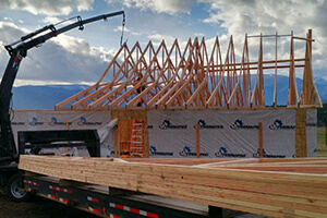 Trusses being installed